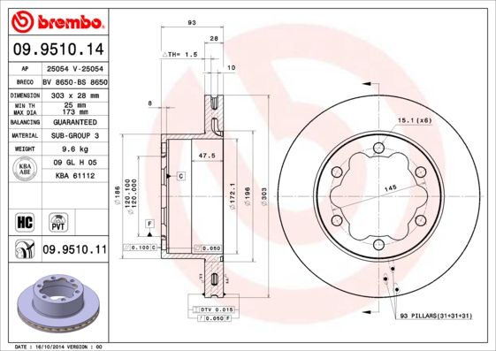 BREMBO 09.9510.11 Brake Disc