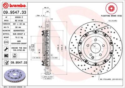 Brake Disc BREMBO 09.9547.33