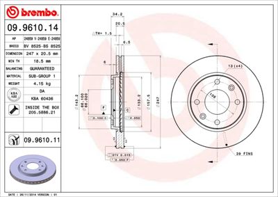 Brake Disc BREMBO 09.9610.14