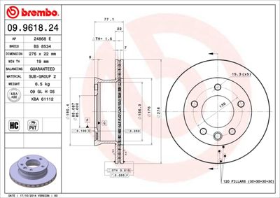 Brake Disc BREMBO 09.9618.24