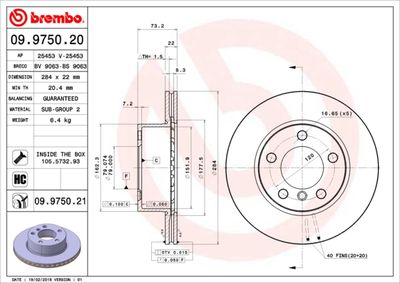 Brake Disc BREMBO 09.9750.21