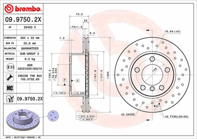 Brake Disc BREMBO 09.9750.2X