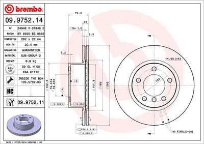 Brake Disc BREMBO 09.9752.11