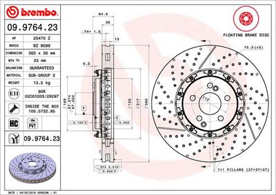 Brake Disc BREMBO 09.9764.23