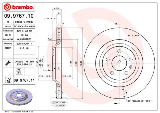 BREMBO 09.9767.10 Brake Disc