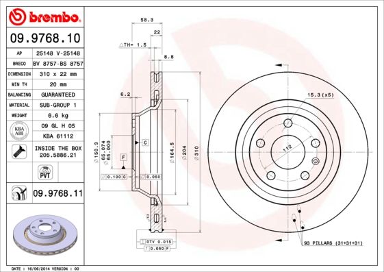 BREMBO 09.9768.10 Brake Disc