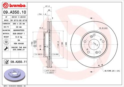 Brake Disc BREMBO 09.A350.10