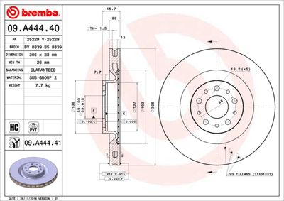 Brake Disc BREMBO 09.A444.41