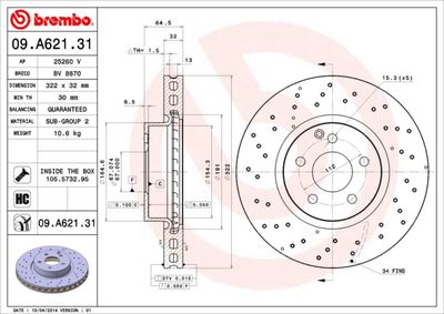 Brake Disc BREMBO 09.A621.31