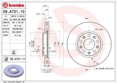 Brake Disc BREMBO 09.A721.10