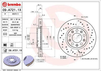 Brake Disc BREMBO 09.A721.1X