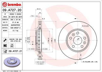 Brake Disc BREMBO 09.A727.20