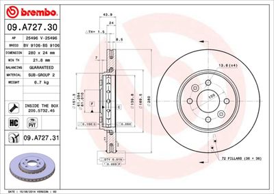 Brake Disc BREMBO 09.A727.31