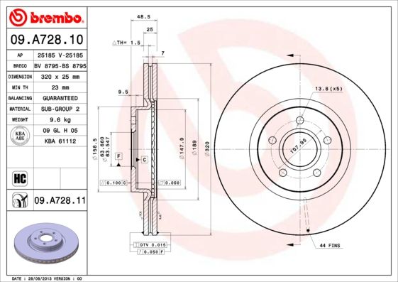 BREMBO 09.A728.10 Brake Disc