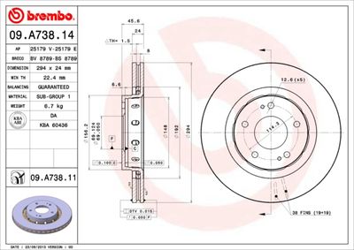 Brake Disc BREMBO 09.A738.11