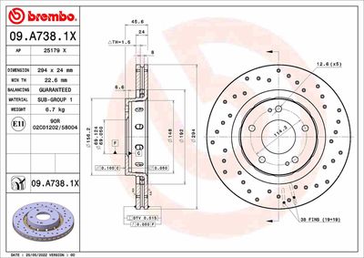 Brake Disc BREMBO 09.A738.1X