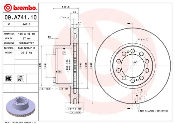 BREMBO 09.A741.10 Brake Disc