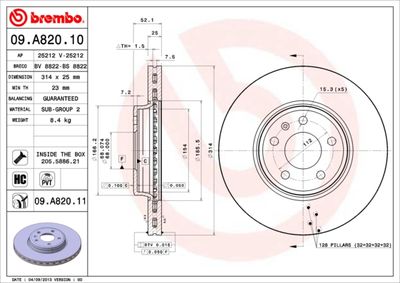 Brake Disc BREMBO 09.A820.11