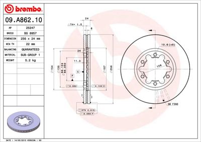 Brake Disc BREMBO 09.A862.10