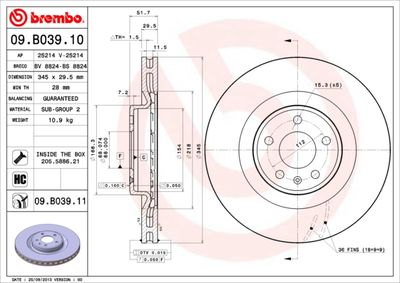 Brake Disc BREMBO 09.B039.10