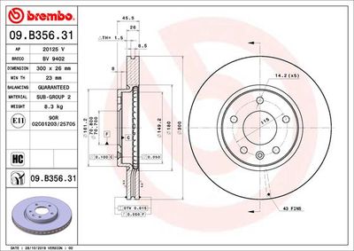 Brake Disc BREMBO 09.B356.31