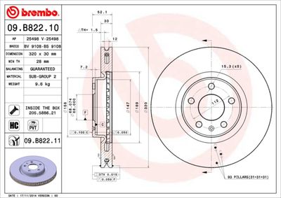 Brake Disc BREMBO 09.B822.10