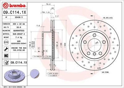 Brake Disc BREMBO 09.C114.1X