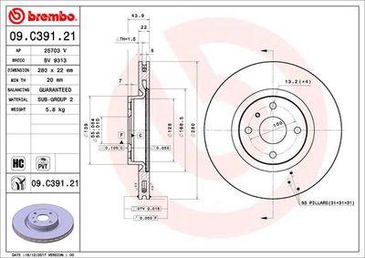 Brake Disc BREMBO 09.C391.21