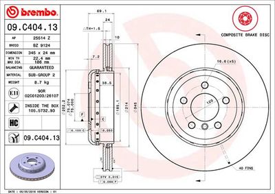 Brake Disc BREMBO 09.C404.13