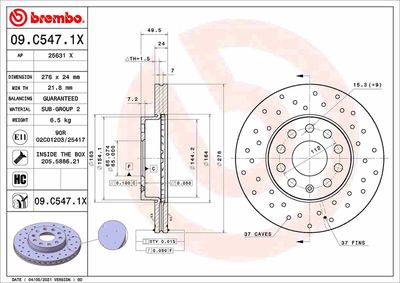 Brake Disc BREMBO 09.C547.1X