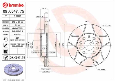 Brake Disc BREMBO 09.C547.75