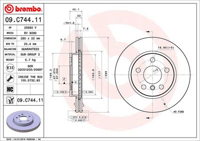 Brake Disc BREMBO 09.C744.11