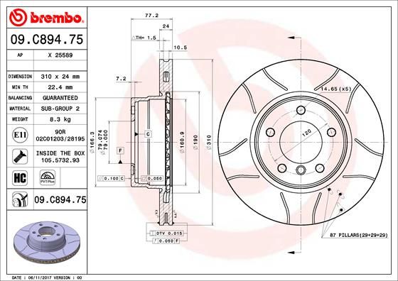 BREMBO 09.C894.75 Brake Disc