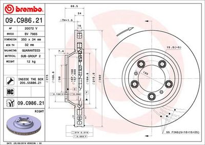 Brake Disc BREMBO 09.C986.21