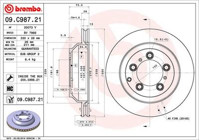 Brake Disc BREMBO 09.C987.21