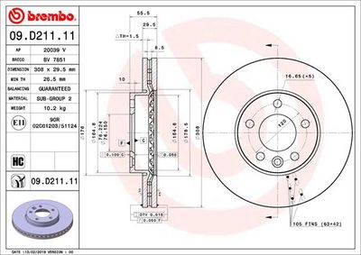 Brake Disc BREMBO 09.D211.11