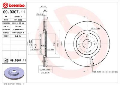 Brake Disc BREMBO 09.D307.11