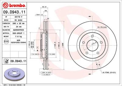 Brake Disc BREMBO 09.D943.11