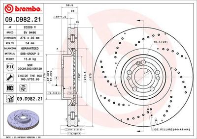 Brake Disc BREMBO 09.D982.21