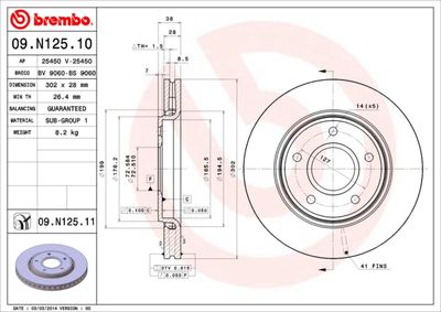 Brake Disc BREMBO 09.N125.10