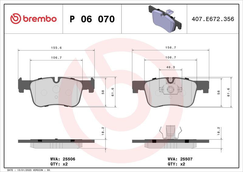 BREMBO P 06 070 Brake Pad Set, disc brake