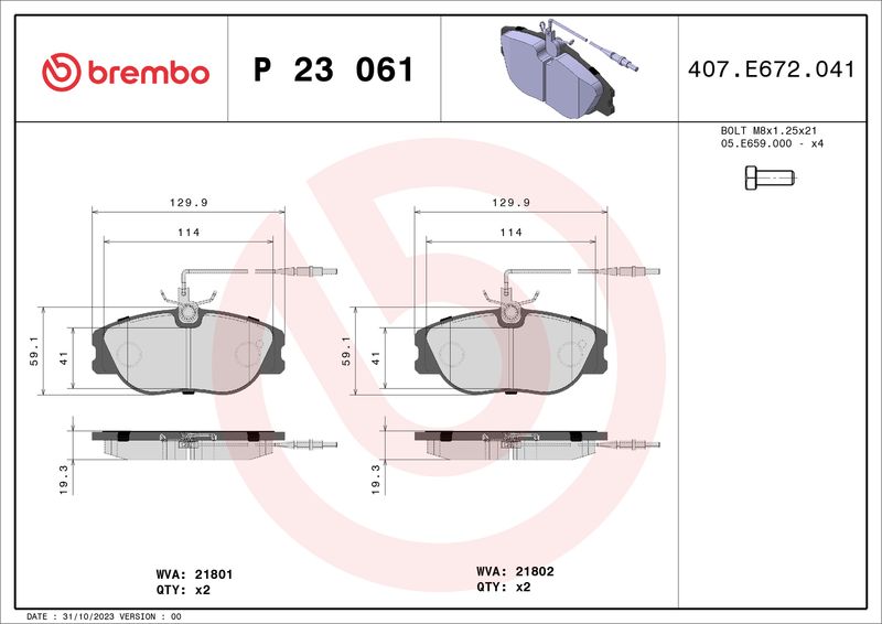 BREMBO P 23 061 Brake Pad Set, disc brake