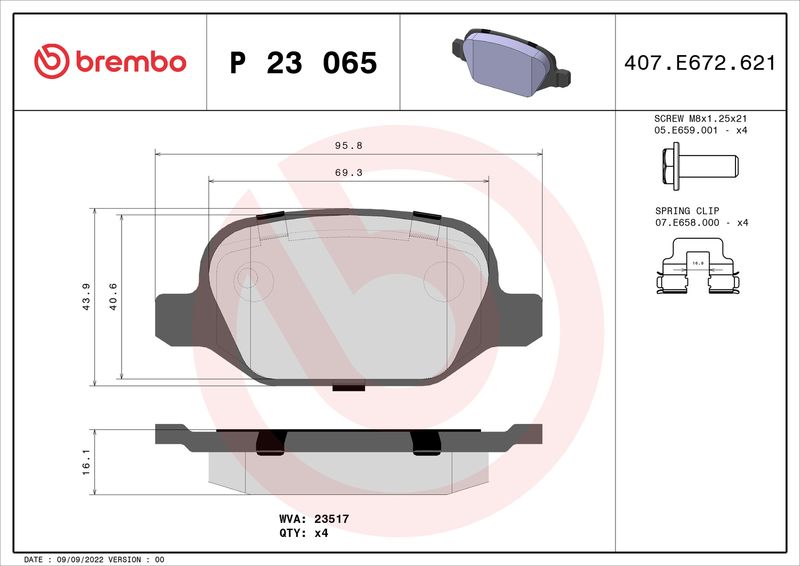 BREMBO P 23 065 Brake Pad Set, disc brake