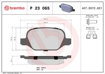 Brake Pad Set, disc brake BREMBO P 23 065