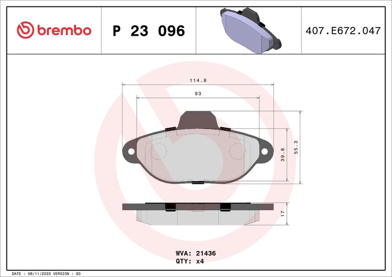 BREMBO P 23 096 Brake Pad Set, disc brake