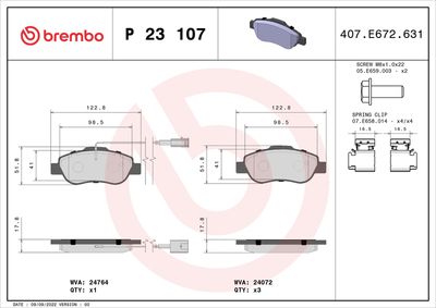 Brake Pad Set, disc brake BREMBO P 23 107