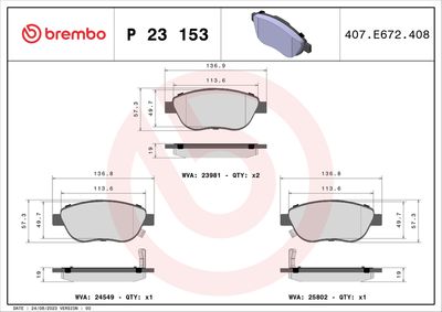 Brake Pad Set, disc brake BREMBO P 23 153