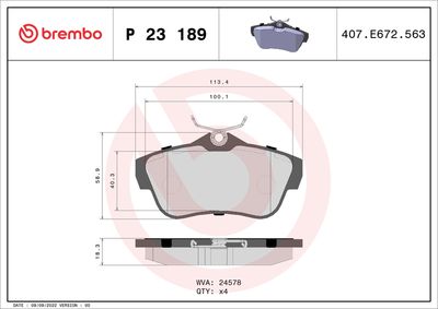 Brake Pad Set, disc brake BREMBO P 23 189