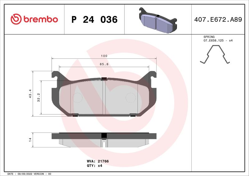 BREMBO P 24 036 Brake Pad Set, disc brake