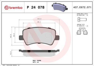 Brake Pad Set, disc brake BREMBO P 24 078X